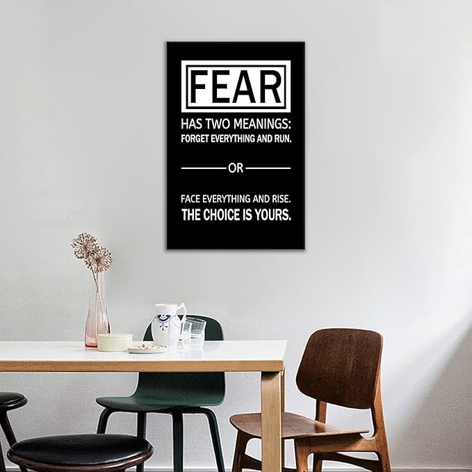Inspirational Canvas Wall Art Office Decor Fear Has Two Meanings Motivational Painting Entrepreneur Quotes Poster Prints Artwork for Modern Home Bedroom Wall Decoration Ready to Hang [12''Wx 18''H]