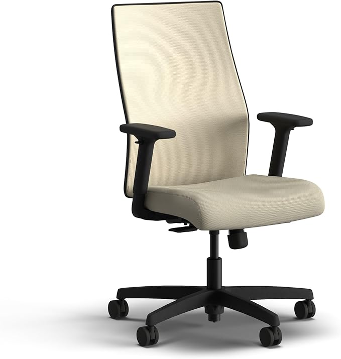 HON Ignition 2.0 Mid Back Task Chair, Spectrum Mesh, Standard Synchro-Tilt Control, Office Chair with Lumbar Support, Height and Width Adjustable Arms, Black Frame, Linen