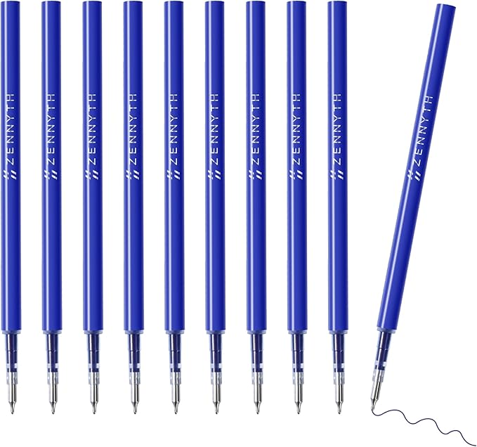 Gel Pen Refills 0.5MM for Click pens with Spring, Quick Drying Ink Pen Refills Smooth Writing pens for Journaling (Blue)