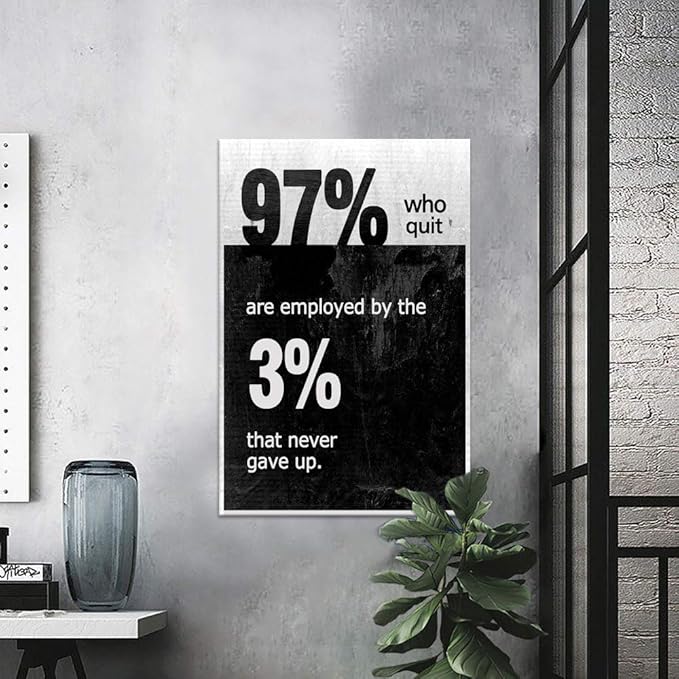 Yatsen Bridge Modern Motivational Quote Posters for Office Decor 97% Who Quit are Employed by The 3% That Never Gave up Inspirational Canvas Wall Art Inspiring Artwork Easy to Hang - 24''Wx36''H