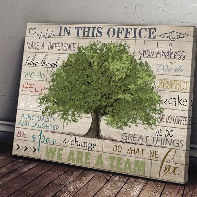 Inspirational Quotes Wall Art Prints Motivational Sayings Wall Decor Rustic Green Tree Picture Posters Framed Canvas Wall Décor for School Office Classroom College Decoration, 12x16 Inch