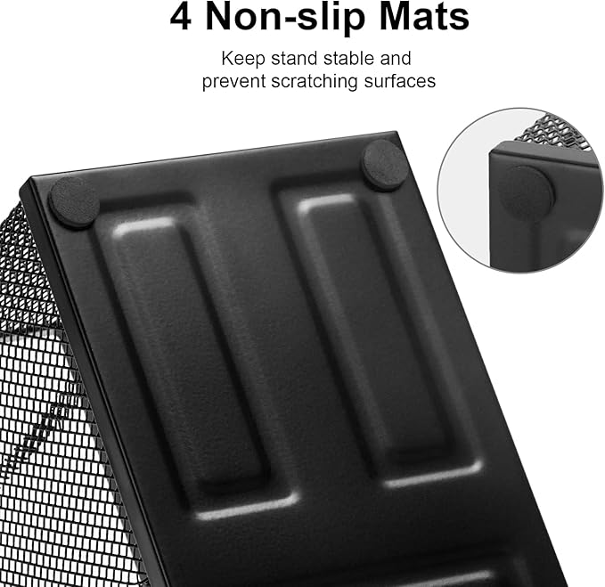 Comix Mesh Pen Pencil Holder Desk Organizer, 3 Compartment Wire Desktop Pen Pencil Cup Caddy Office Supplies Accessories for Home Office School, Black(6 Pack)
