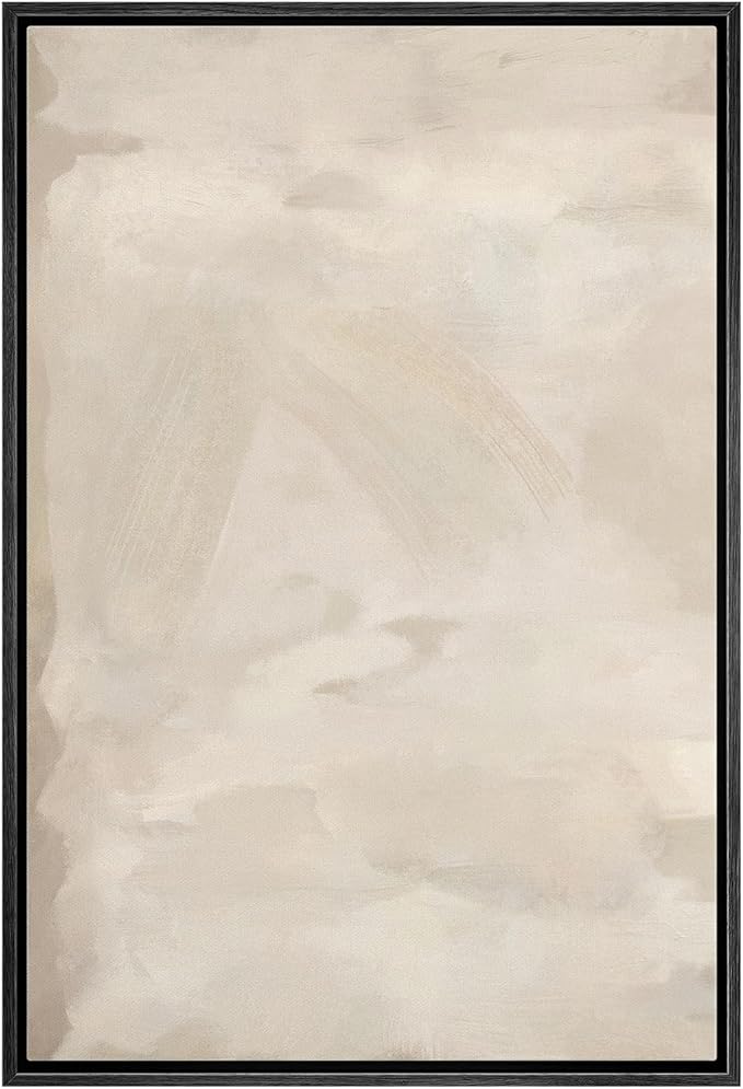 SIGNFORD Framed Canvas Print Wall Art Rustic Tan Paint Stroke Landscape Abstract Shapes Illustrations Modern Art Decorative Boho Relax/Zen Nordic for Living Room, Bedroom, Office - 16"x24" Black