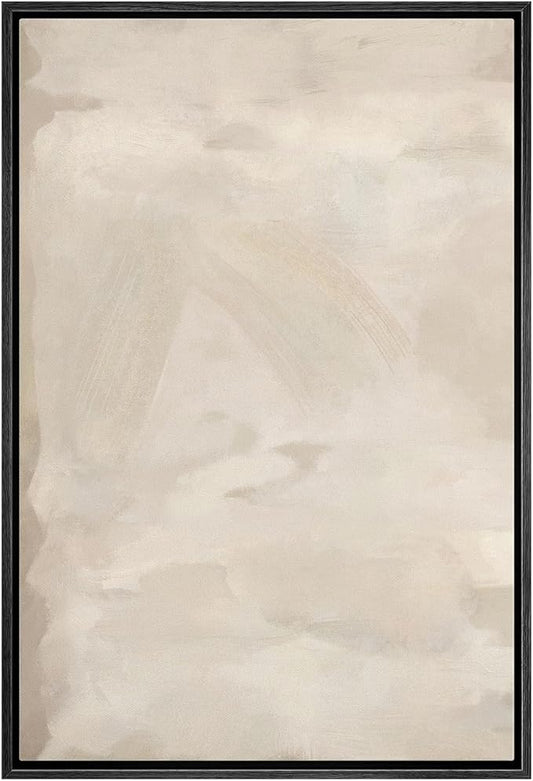 SIGNFORD Framed Canvas Print Wall Art Rustic Tan Paint Stroke Landscape Abstract Shapes Illustrations Modern Art Decorative Boho Relax/Zen Nordic for Living Room, Bedroom, Office - 16"x24" Black