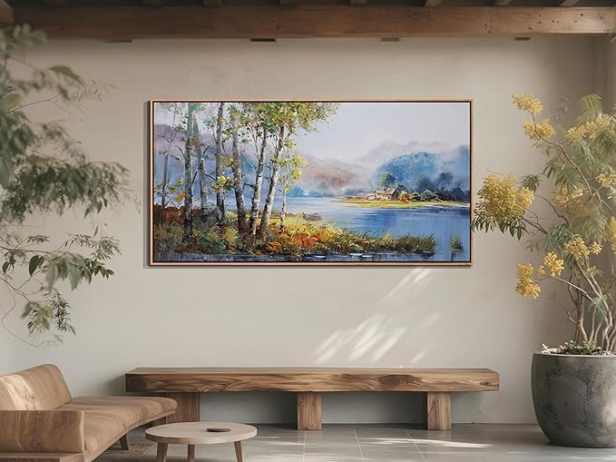 Arjun Framed Forest Picture for Living Room, Wall Art for Bedroom Nature Painting Wall Decor, Extra Large Artwork Office Home Dining Room 58"x29"