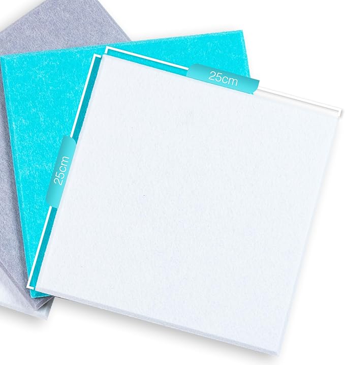 Bulletin Board 40x30in, 12 Count 9.8 x 9.8in Felt Wall Tiles with Removable Adhesive Tape, Cork Board Alternative for Walls, Wall Decor, Kids Art Display, Kids Room (Aqua Accent Collection)