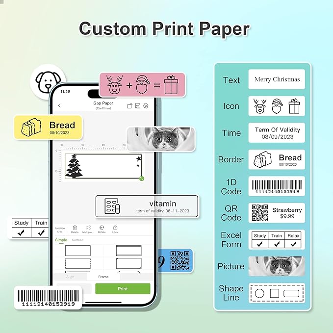 Nelko Green Label Maker Machine with Tape, P21 Bluetooth Label Printer, Adapted Label Print Paper, 14x40mm (0.55"x1.57"), Office Labeling Tape Replacement, 180 Tapes/Roll, 3 Rolls, Transparent