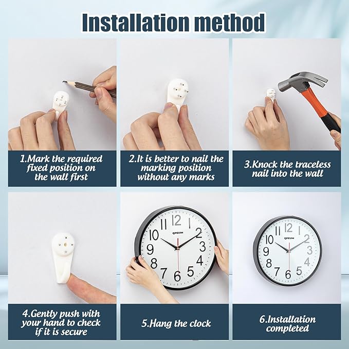Wall Clock Wall Clocks Silent Non-Ticking Battery Operated Large Easy to Read with Stereoscopic Dial Ultra-Quiet Movement Quartz for Office Classroom School Home Kitchen