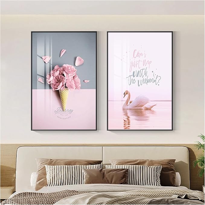 Wall Art for Office Framed Decorative Oil Painting Set Posters for Room Decorative Modern Artwork Ready to Hang 2 Pieces,T,23.6 * 15.7in