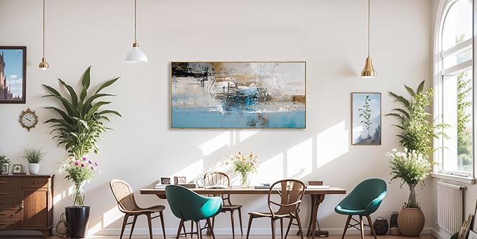 Wall Art Abstract Canvas Painting Blue Fantasy Colorful Wall Decor Modern Artwork for Living Room Bedroom Dining Room Home Office Decor 20"x40" with Framed