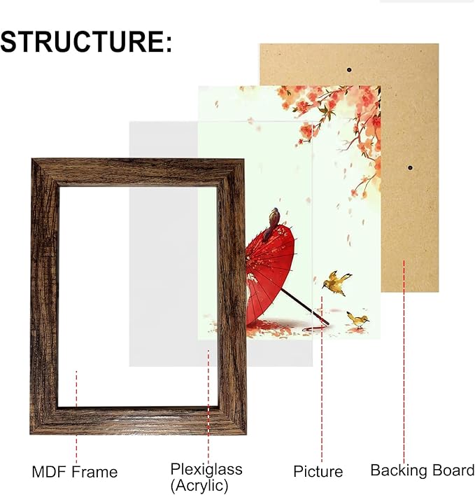 Picture Frame Set 10 pack, Farmhouse Photo Frames, Gallery Wall Frame Collage, 8x10 5x7 4x6 Frames in 3 Different Finishes Picture Frames For Wall or Desk,Dark Brown