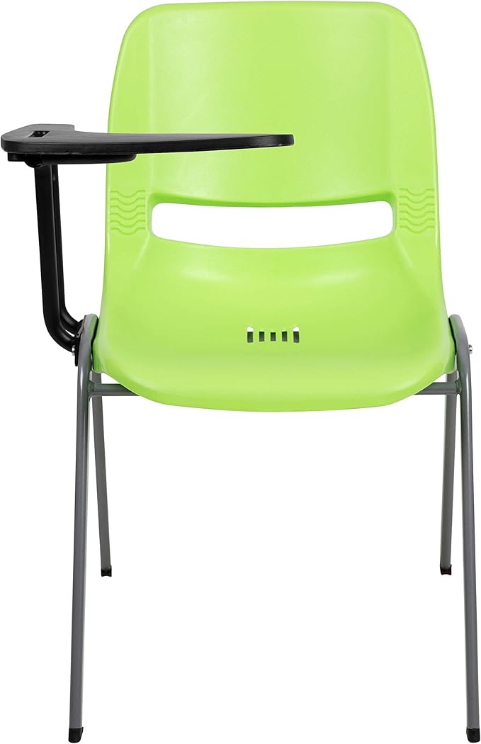 Flash Furniture HERCULES 5 Pack Green Ergonomic Shell Chair with Right Handed Flip-Up Tablet Arm