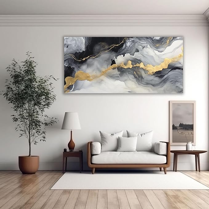 VOCBAN Wall Art For Office Grey Wall Decor Artwork Poster Paintings Elegant Aesthetic Waterproof Giclee Canvas Print Picture for Living Room Dining Room-50x100cm(20x40in) Unframed