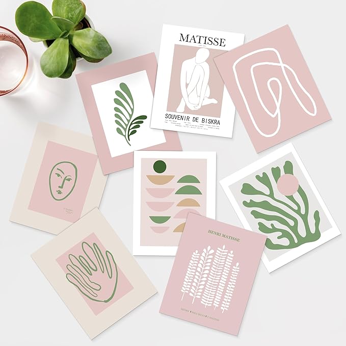 SIGNWIN Adhesive Canvas Poster Bathroom Decor, Wall Art Room Decor Multicolor for Living Room, Bedroom, Office Matisse Nude Dancer Geometric Pink Jungle Plant Nature Abstract Shapes - 12"x16"x 8