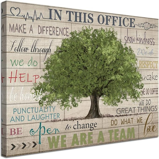 Inspirational Quotes Wall Art Prints Motivational Sayings Wall Decor Rustic Green Tree Picture Posters Framed Canvas Wall Decor for School Office Classroom College Decoration, 16x24 Inch