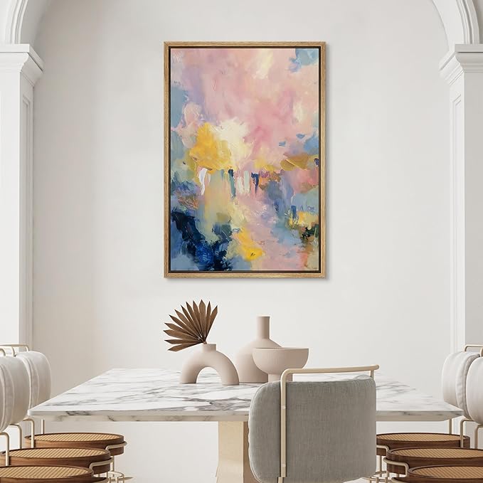 SIGNWIN Framed Canvas Print Wall Art Vibrant Pastel Abstract Color Field Illustrations Modern Decorative for Living Room, Bedroom, Office - 16"x24" NATURAL