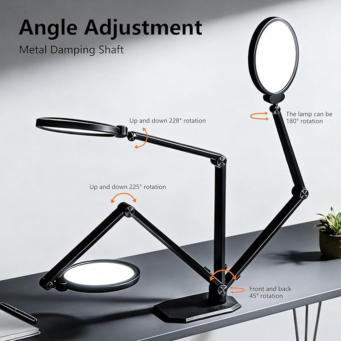 NS LED Desk Lamp for Home Office, LED Desk Light for Video Calls, Adjustable 3000K-6500K Office Lamp with Remote Control, Timer, Memory, CRI95+, Dimmable Desktop Lamp