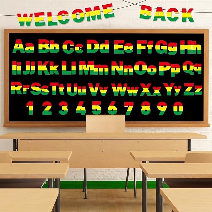 260 PCS Black History Month Bulletin Board Letters and Punctuation Cutout African American Alphabet Chalkboard Decoration Classroom Letter Poster Wall Bulletin Board Display Home School Decor Supplies