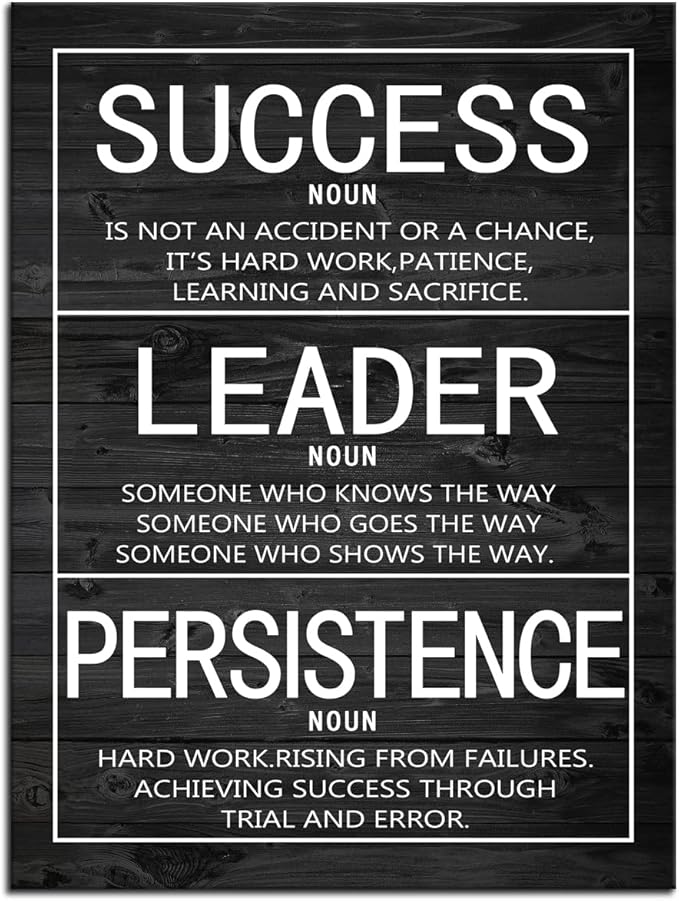 Motivational Poster Success Leader Persistence Inspirational Wall Art Inspiration Canvas Prints Artwork for Living Room Modern Home Decor Painting Stretched and Framed Ready to Hang [18''Wx 24''H]