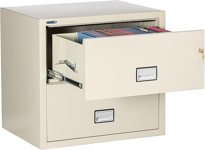 31 inch Wide 2-Drawer Lateral Fireproof File Cabinet – Legal and Letter Size Filing – Key Lock – Water Resistant – Fire Safe and Impact Rated – Putty Finish – Model LAT2W31P