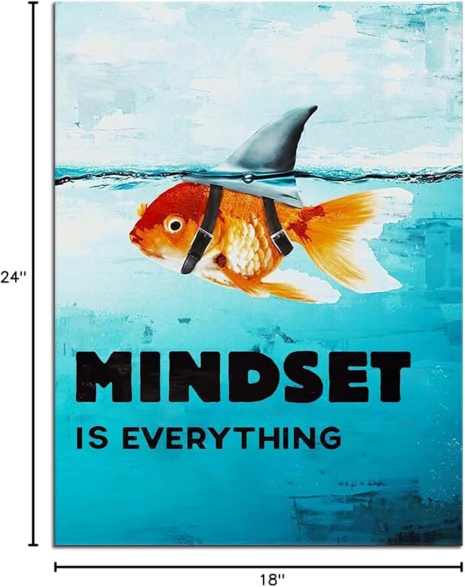 Motivational Goldfish Print Artwork Painting Picture Home Bedroom Office Decoration Inspirational Canvas Wall Art Entrepreneur Quotes Poster Printed Wall Art Frame Ready to Hang[18" W x 24" H]