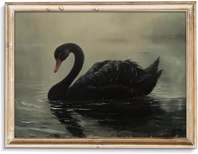 uniro Black Swan Retro Wall Art Gothic Home Decor Dark Academia Wall Art Prints Victorian Goth Print Dark Cottagecore Wall Art Moody Vintage Oil Painting Aesthetic(8" x 10"-UNFRAMED)