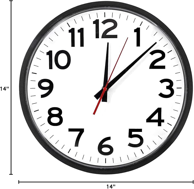 Ultimate Wall Clock | 14 Inch | Modern | Quartz | Analog | Home | Office | School | Gym | Indoor | Outdoor | Near Silent | Unbranded | Classic | Black | Battery Operated | Modern Décor | Ticking