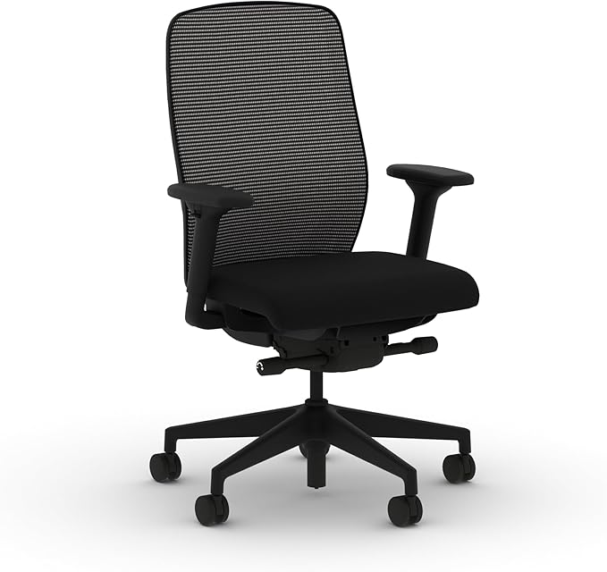 HON Nucleus Task Chair, Advanced Synchro-Tilt Control, Office Chair with Lumbar Support, Height and Width Adjustable Arms, Black Frame, Black