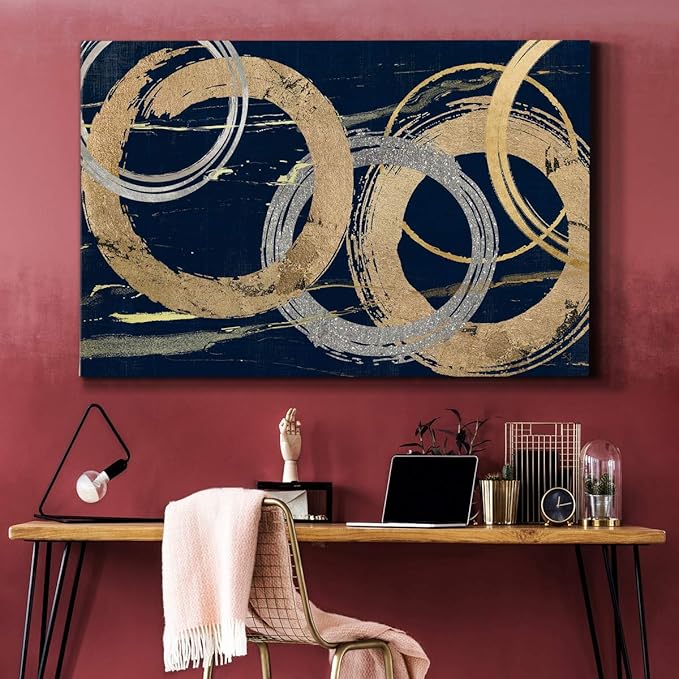 Landscape Wall Art Premium Gallery Wrapped Canvas Abstract Ocean Forest Modern Artwork Decoration for Living Room Kitchen Bathroom Office, Ready to Hang