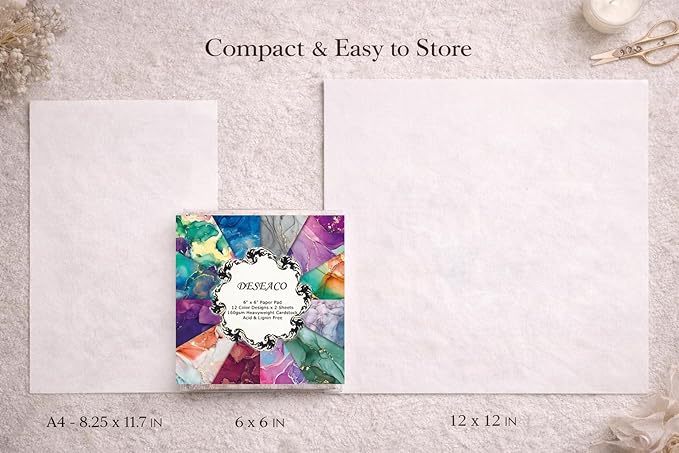Matte Gold Marble Scrapbook Paper Pad 6x6 – 24 Sheets, Vintage Single-Sided Watercolor Cardstock – No Shine – DIY Backgrounds for Journaling, Cardmaking, Crafts & Scrapbooking