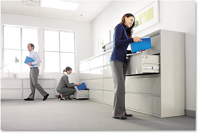 Alera ALELF3654LG Four-Drawer Lateral File Cabinet, 36w x 19-1/4d x 53-1/4h, Light Gray