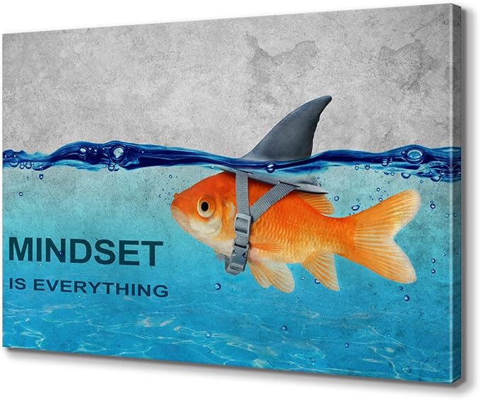 BWSPACE Mindset is Everything Wall Art Office Decor Motivational Quotes Canvas Wall Art Prints Entrepreneur Bundle Set 1 Pieces Inspirational Wall Art Decorations for Home (30" W x 40" H)