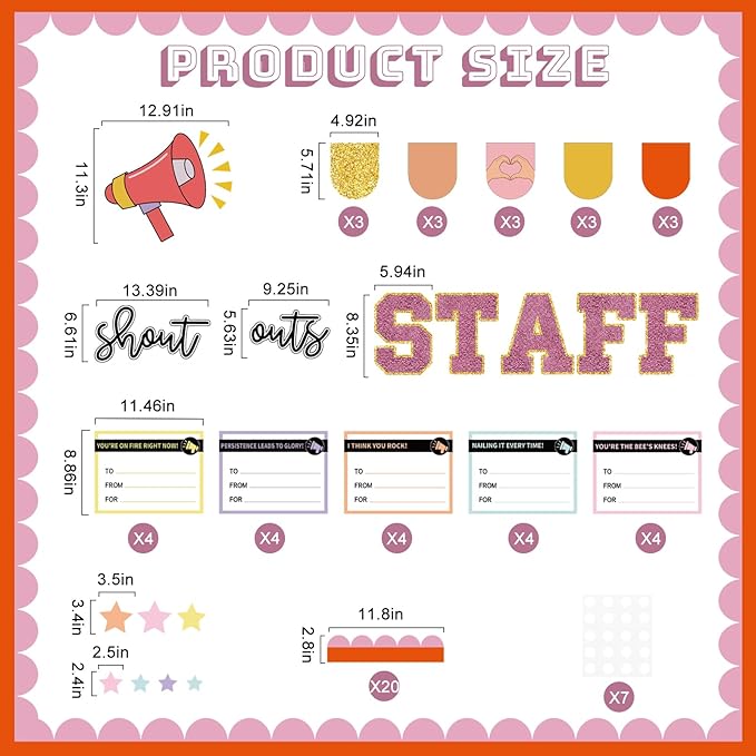 Bulletin Board Decoration Kit Staff Shout Out Bulletin Board Set with 20 Pcs Shout Out Appreciation and Recognition Cutouts for Office Appreciation Wall Door