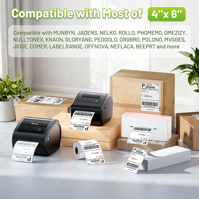 249BT Bluetooth Thermal Label Printer&2500Pcs 4x6 Thermal Labels for Small Business, Shipping Packages, Office, Home, Compatible with Amazon, Tiktok, Ebay, USPS