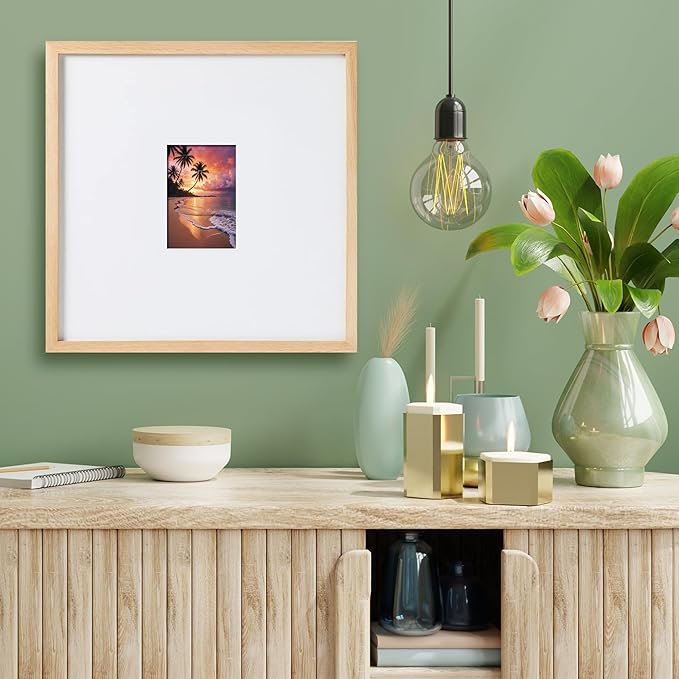 artisane home goods - Gallery Frame 1.0, Picture Frame, 18x18 White Oak, Gallery Wall Frame Set, Large Picture Frame, Oversized Mat (4x4, 4x6, and 5x7)