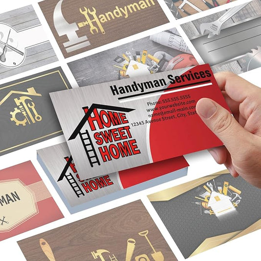 Business Cards Customize with Handyman Templates, Custom Business Cards Personalized with Your Logo, 3.5"X 2" 300gsm Matte Paper for Small Business