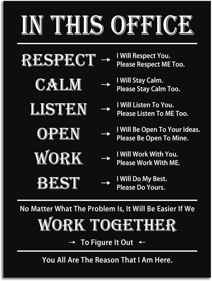 Inspirational Office Decor Wall Art In This Office Quote Canvas Painting Prints for Home Wall Decor Framed Motivational Painting Poster Artwork Living Room Gym Bedroom Framed[18''W x 24''H]