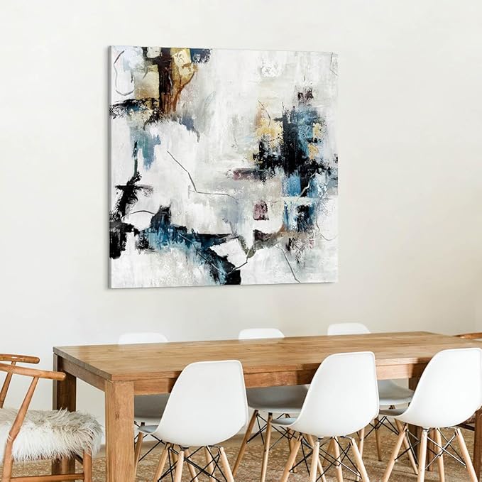 Abstract Canvas Art Wall Decor Living Room Office Wall Art Bedroom Yellow Pictures for Bedroom Beige Framed Artwork for Walls Home Decorations