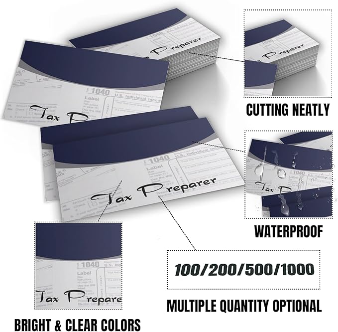 Business Cards Customize with Tax Templates, Custom Business Cards Personalized with Your Logo, 3.5"X 2" 300gsm Matte Paper for Small Business