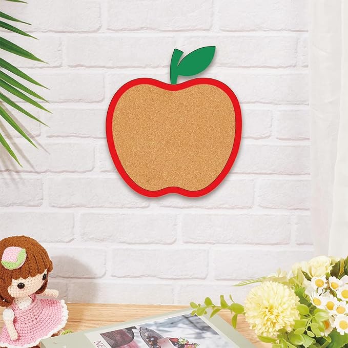 CRASPIRE Apple Pin Cork Board Framed Bulletin Display Badge Vintage Wooden Decorative Corkboard 8.85x9.84 Wall Mounted Memory Memo Brooch Lapel Holder Storage for Home Office School Classroom Wedding