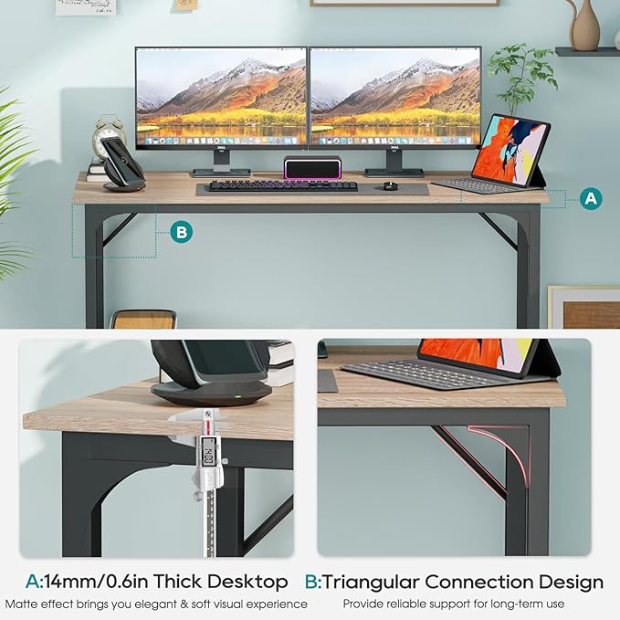 BestOffice Computer Desk,Home Office Desk, Modern Simple Style for Home Office Study Writing (Nature, 47 Inch)