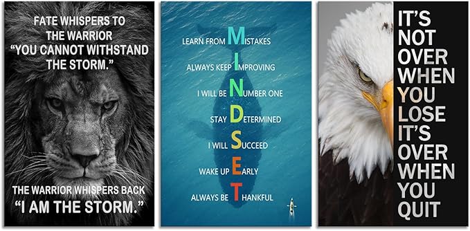 Lion Inspirational Canvas Wall Art Animal Motivational Picture Mindset Poster Painting Modern Inspiring Print Artwork for Home Living Room Gym Office Wall Decor Framed Ready to Hang[72''Wx 36''H]