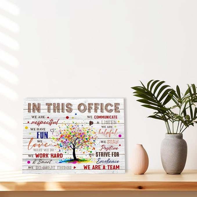In This Office Wall Decor,Positive Teamwork Quote We Are Team Wall Art Canvas Framed for Home Office Wall Decor 12 x 15 in