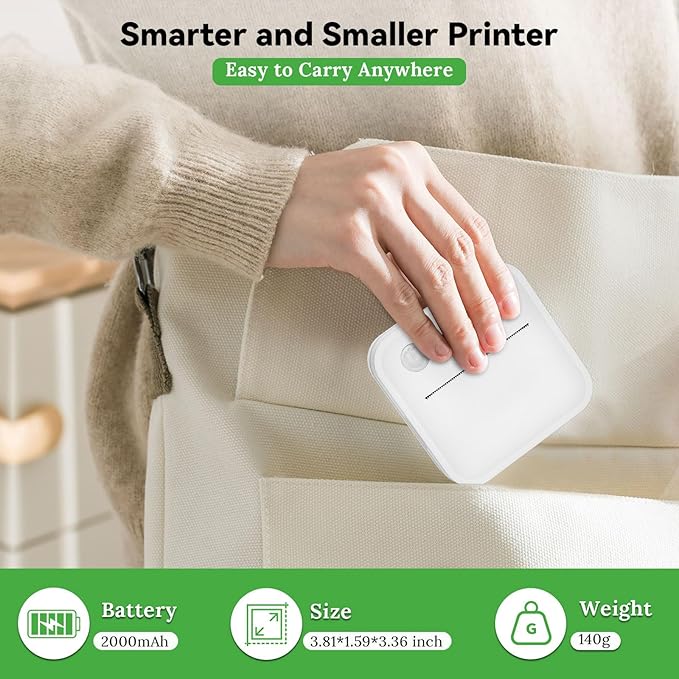 Label Maker Machine with Tape - Mini Sticker Printer Bluetooth Label Printer for Home Office Organization, Portable Thermal Sticker Maker Print Pod with Multiple Templates for Phone(White)