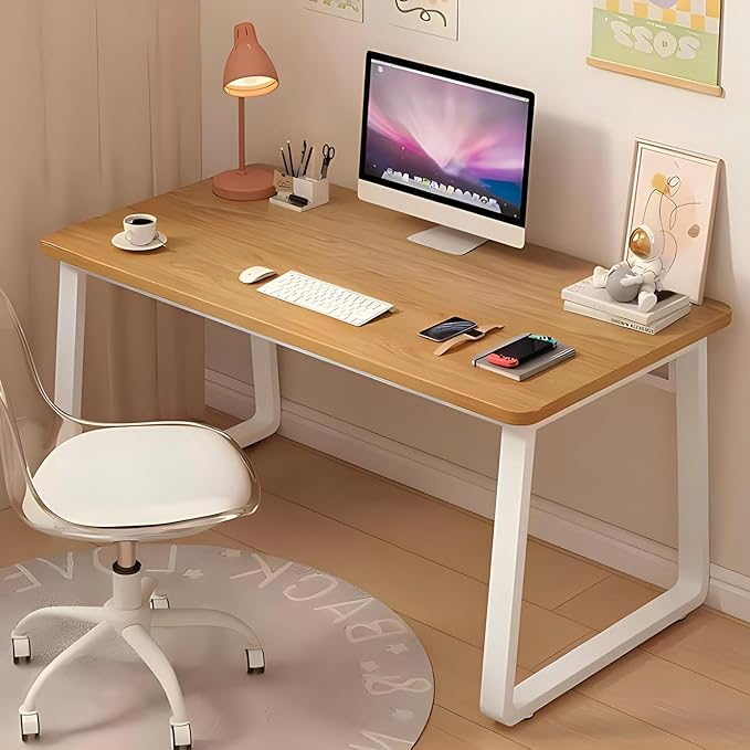 Solid Wood Computer Desk,Modern Simple Computer Desk,Study Writing Desk,Home Office Desk with Metal Legs,Laptop Pc Table Workstation for Home Office(80x60x74cm(31x24x29inch), Oak A)