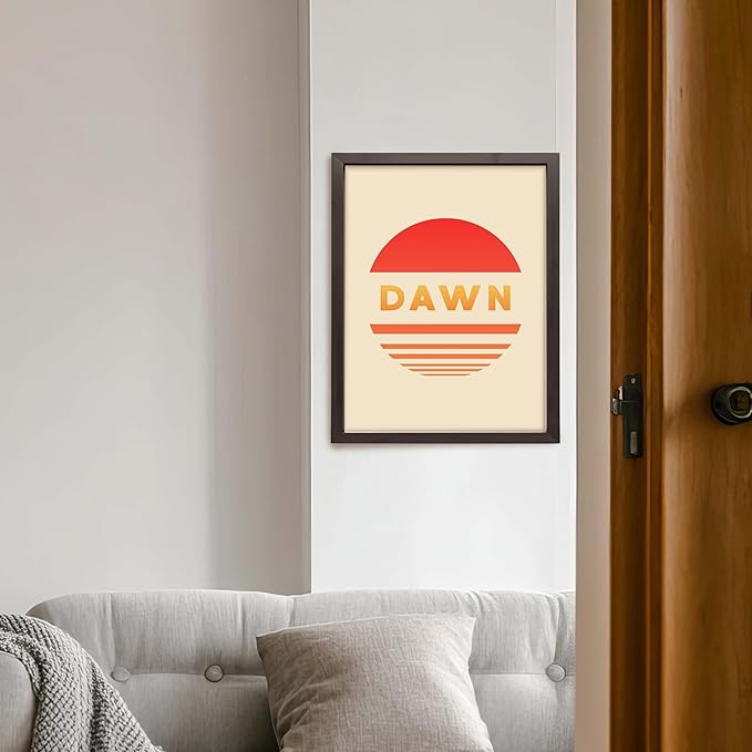 ALPINE INK CO. Dawn Typography Glossy Poster - Abstract Sunrise Word Artwork - Warm Minimal Modern Style - Bedroom Living Room Office Wall Decor - 18x24 Unframed Glossy Print