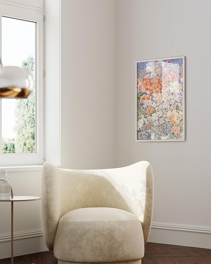 HAUS AND HUES Floral Art Wall Decor - Wildflowers Wall Art for Living Room, Floral Artwork for Bedroom Walls, Flower Painting for College Girls Dorm Room (Multicolored Flowers, White Frame, 24x36)