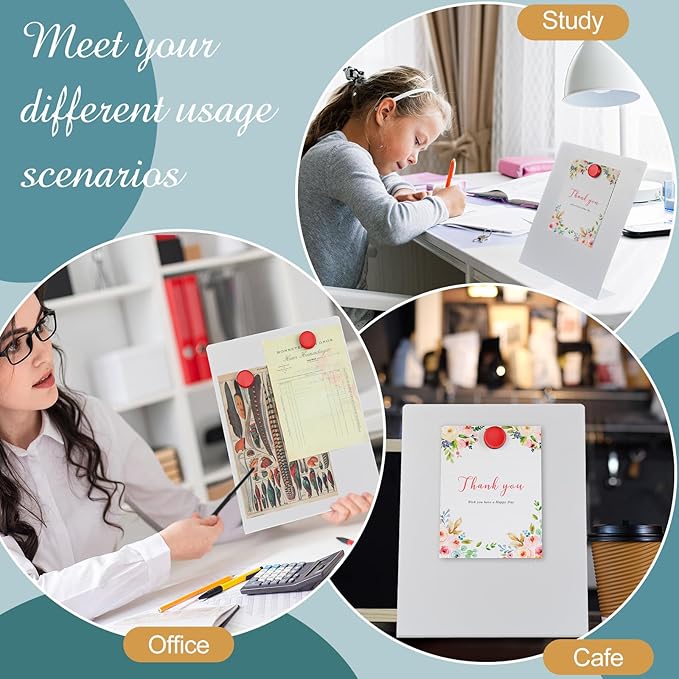 Fainne White 2 Pcs Magnetic Bulletin Board with Easel Stand 11 x 8.5 x 2.4 Inches Mini Magnet Metal Tabletop Memo Display Board for Back to School Menu Table Office Supplies
