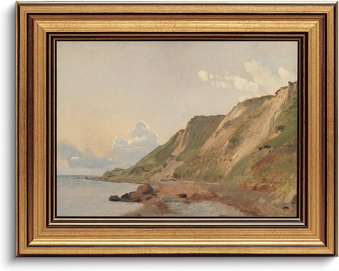 Gold Framed Wall Art Vintage Canvas Wall Art Coastal Landscape Natural Aesthetic Artwork Prints Picture for Living Room Bedroom Farmhouse Bathroom Office Decor, 8x10