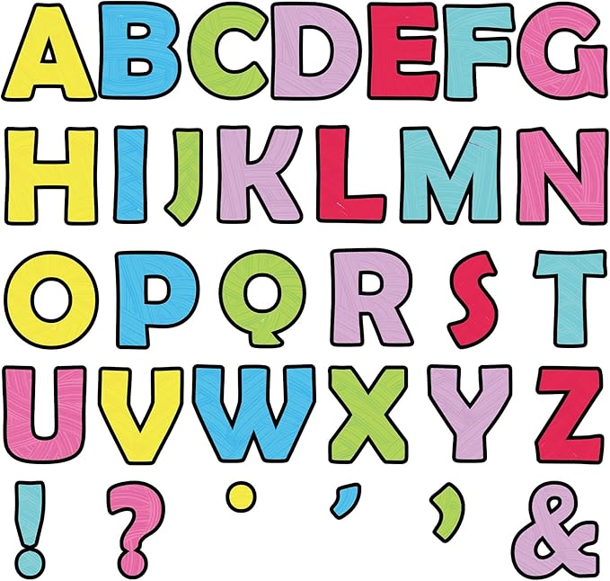 150 PCS Large 7" Font Bulletin Board Letters and Punctuation Set, Bright Pastel Color Classroom Alphabet Cutouts for Colorful Bulletin Board Display Home School, A Helper to Inspire Students' Learning
